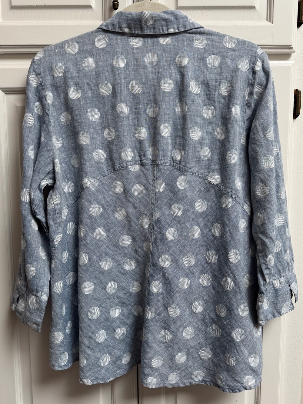 Habitat Clothe To Live In 100% Linen Button Down Shirt Polka Dot Size Medium - Picture 2 of 11